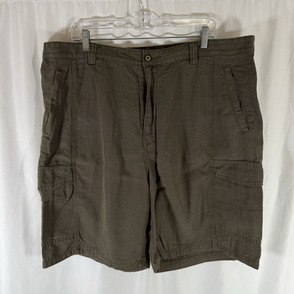 Tommy Bahama Relax Cargo Shorts Men's 40 Green Button Zip Cotton Blend 9" Inseam
